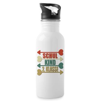SCHULKIND 2. KLASSE - GRUNDSCHULE - Trinkflasche mit integriertem Trinkhalm - Weiß - Rechts