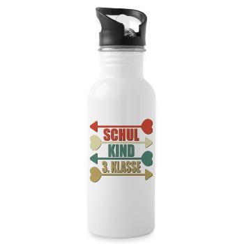 3. Klasse Grundschule RETRO SCHULKIND - Trinkflasche mit integriertem Trinkhalm - Weiß - Rechts