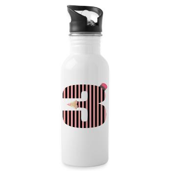 CRAYONS THREE-YEAR-OLD NUMBER 3 THREE - Water bottle with straw - white - Right