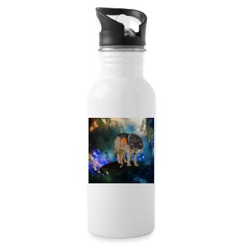 Two unlikely friends the fairy and the wolf - Water bottle with straw - white - Right