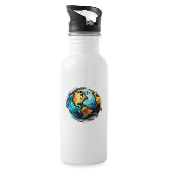 Globus in Bewegung - Trinkflasche mit integriertem Trinkhalm - Weiß - Rechts