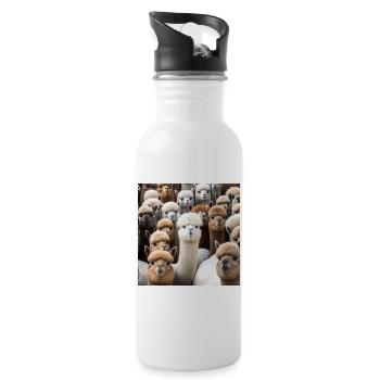 Alpaka-Muster - Trinkflasche mit integriertem Trinkhalm - Weiß - Rechts