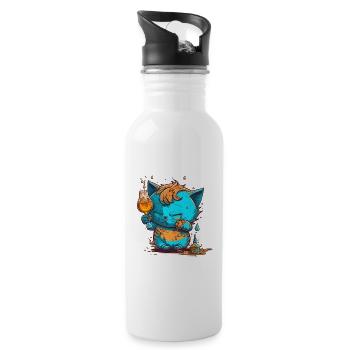 Cute Drunk cat mascot - Trinkflasche mit integriertem Trinkhalm - Weiß - Rechts