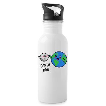Umweltfreundlich Mutter Erde Natur Umwelt - Trinkflasche mit integriertem Trinkhalm - Weiß - Rechts