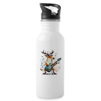 Rockin Hirsch - Trinkflasche mit integriertem Trinkhalm - Weiß - Rechts