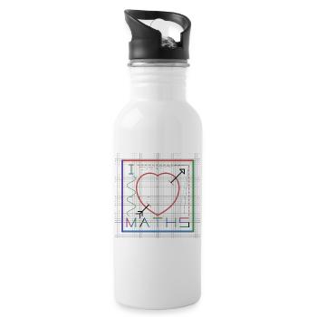I Love Maths (white background) - Water bottle with straw - white - Right