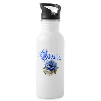 Bavaria Rose – Blaue Rose mit Schriftzug - Trinkflasche mit integriertem Trinkhalm - Weiß - Rechts