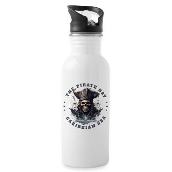 Pirat Totenkopf Jolly Roger Kostüm Geschenkidee - Trinkflasche mit integriertem Trinkhalm - Weiß - Rechts