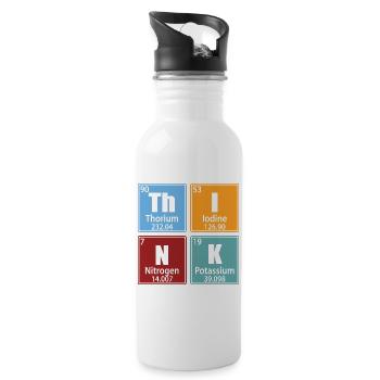 Denken - Elemente des Periodensystems - Trinkflasche mit integriertem Trinkhalm - Weiß - Rechts