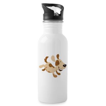 Little running dog illustration for baby, child - Water bottle with straw - white - Right