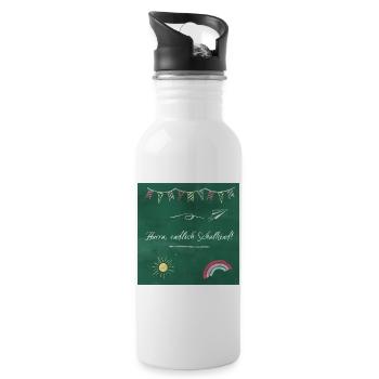 Hurra, endlich Schulkind! - Trinkflasche mit integriertem Trinkhalm - Weiß - Rechts