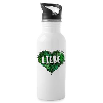 Umwelt Spruch Herz Umweltschützer Natur Erde - Trinkflasche mit integriertem Trinkhalm - Weiß - Rechts