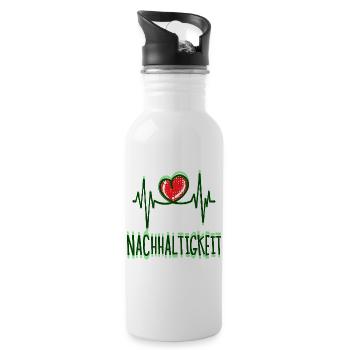 Umwelt Nachhaltigkeit Spruch Erde Naturschutz Herz - Trinkflasche mit integriertem Trinkhalm - Weiß - Rechts