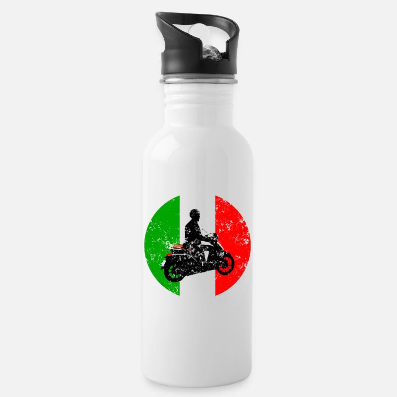 Roller Vintage Italy Scooter Urlaub - Trinkflasche mit integriertem Trinkhalm - Weiß
