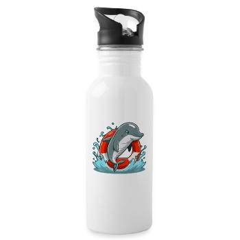 Mission de sauvetage avec Dolphin - Gourde avec paille intégrée - blanc - Droite