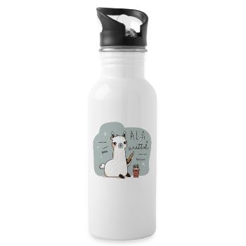 Das künstlerische Alpaka - Trinkflasche mit integriertem Trinkhalm - Weiß - Rechts