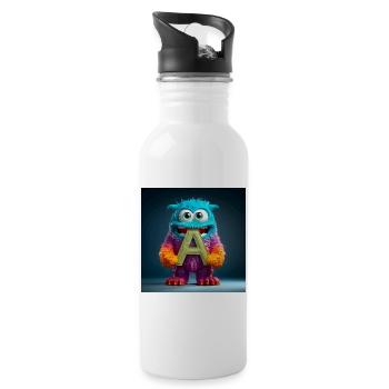 Buntes Monster mit einem - Trinkflasche mit integriertem Trinkhalm - Weiß - Rechts