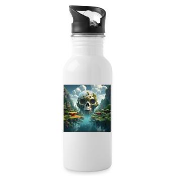 Stylish skull design Cool skull motifs - Water bottle with straw - white - Right