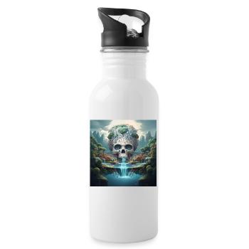 Stylish skull design Cool skull motifs - Water bottle with straw - white - Right