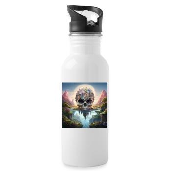 Stylish skull design Cool skull motifs - Water bottle with straw - white - Right