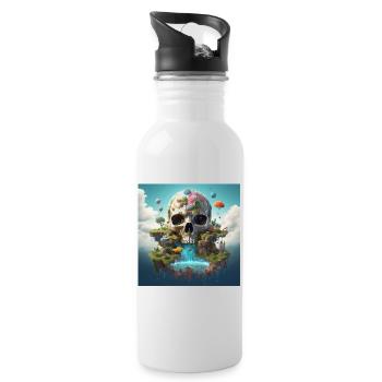 Stylish skull design Cool skull motifs - Water bottle with straw - white - Right
