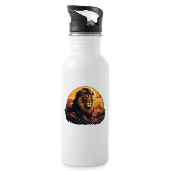 Le lion - le roi des bêtes - Gourde avec paille intégrée - blanc - Droite