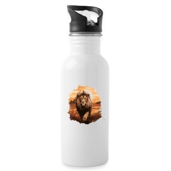 Le lion, le roi des bêtes - Gourde avec paille intégrée - blanc - Droite