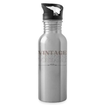 Vintage - Water bottle with straw - silver - Right