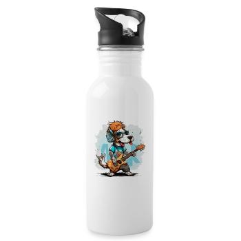 Rockin Hund - Trinkflasche mit integriertem Trinkhalm - Weiß - Rechts