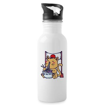 Cat Ramen Japanese Mangastyle Anime Manga Comic - Water bottle with straw - white - Right