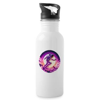 wunderschönes Astronauten Sunset Design - Trinkflasche mit integriertem Trinkhalm - Weiß - Rechts