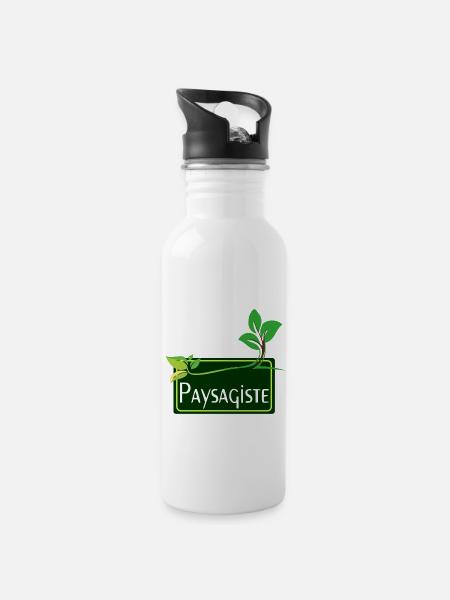Paysagiste - Gourde avec paille intégrée - blanc