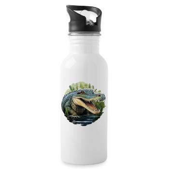 Krokodil - Trinkflasche mit integriertem Trinkhalm - Weiß - Rechts