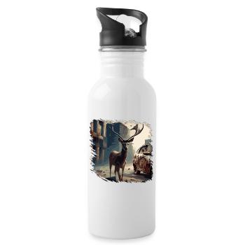 Post Apocalypse Cerf - Gourde avec paille intégrée - blanc - Droite