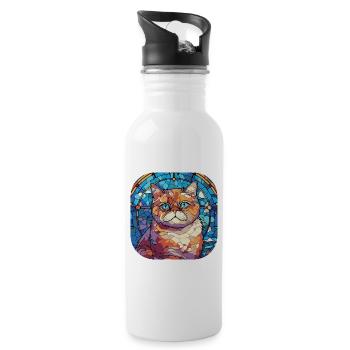Colorful Exotic Shorthair Cat Breed Watercolor - Water bottle with straw - white - Right