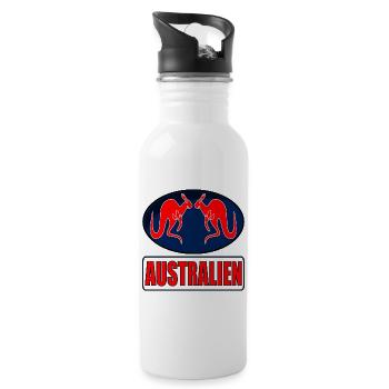 AUSTRALIEN KÄNGURU PAARE - Trinkflasche mit integriertem Trinkhalm - Weiß - Rechts