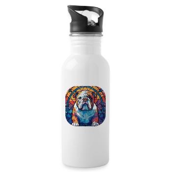 Colorful English Bulldog Dog Breed Watercolor Glas - Water bottle with straw - white - Right
