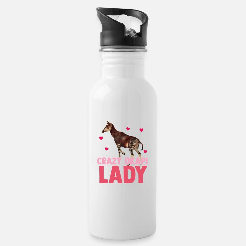 Im Herzen des Waldes Okapi - Trinkflasche mit integriertem Trinkhalm - Weiß