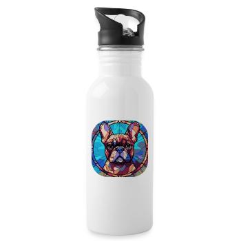 Coloré Race de Chien Bouledogue Français Aquarelle Verre - Gourde avec paille intégrée - blanc - Droite
