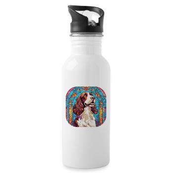 Bunte English Springer Spaniel Hunderasse Waterc - Trinkflasche mit integriertem Trinkhalm - Weiß - Rechts