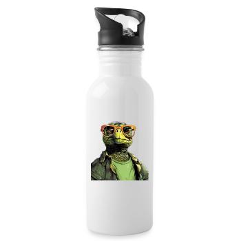 Tortue cool avec des lunettes de soleil - Gourde avec paille intégrée - blanc - Droite