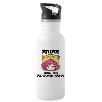 Japanisch Comic Manga Anime Zeichentrick Statement - Trinkflasche mit integriertem Trinkhalm - Weiß - Rechts