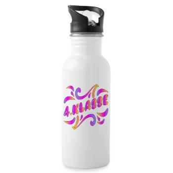 4. Klasse Grundschülerin Viertklässlerin - Trinkflasche mit integriertem Trinkhalm - Weiß - Rechts