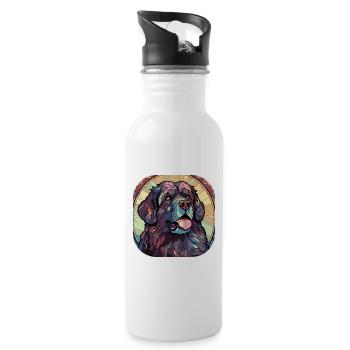 Aquarelle colorée de race de chien de Terre-Neuve Glass P - Gourde avec paille intégrée - blanc - Droite