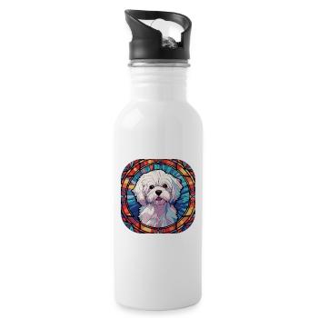 Coloré Maltese Dog Breed Aquarelle Glass Painti - Gourde avec paille intégrée - blanc - Droite
