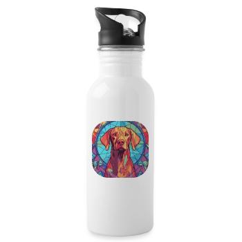 Colorful Vizsla Dog Breed Watercolor Glass Paintin - Water bottle with straw - white - Right