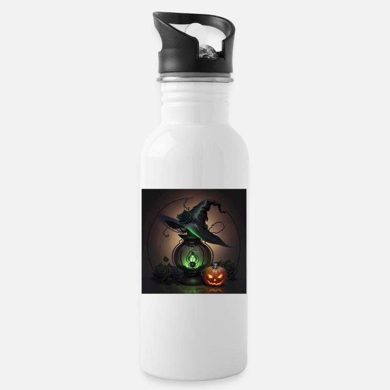 Chapeau de sorcière - Gourde avec paille intégrée - blanc