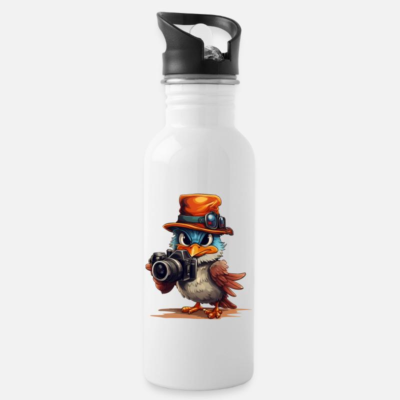 Vogelfreund Bird Nerd Vogelliebhaber - Trinkflasche mit integriertem Trinkhalm - Weiß