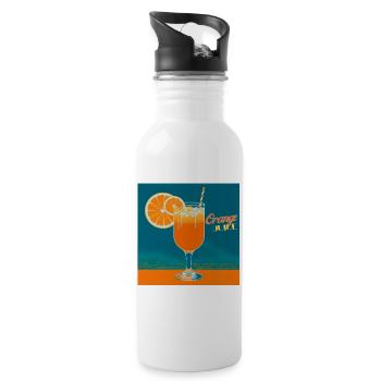 Orangensaft - Trinkflasche mit integriertem Trinkhalm - Weiß - Rechts
