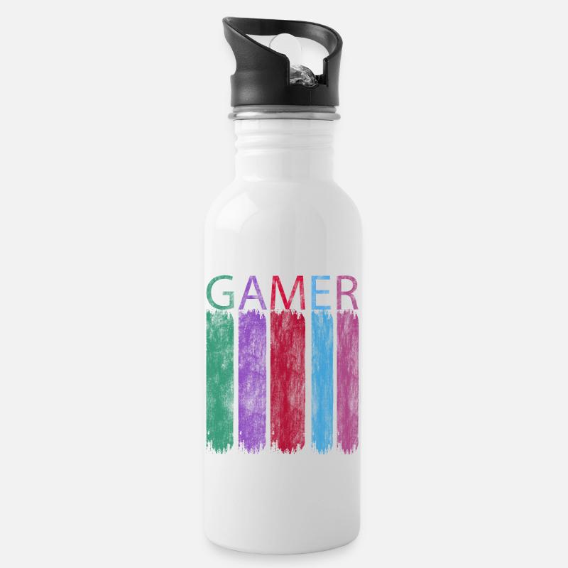 Spieler - Trinkflasche mit integriertem Trinkhalm - Weiß